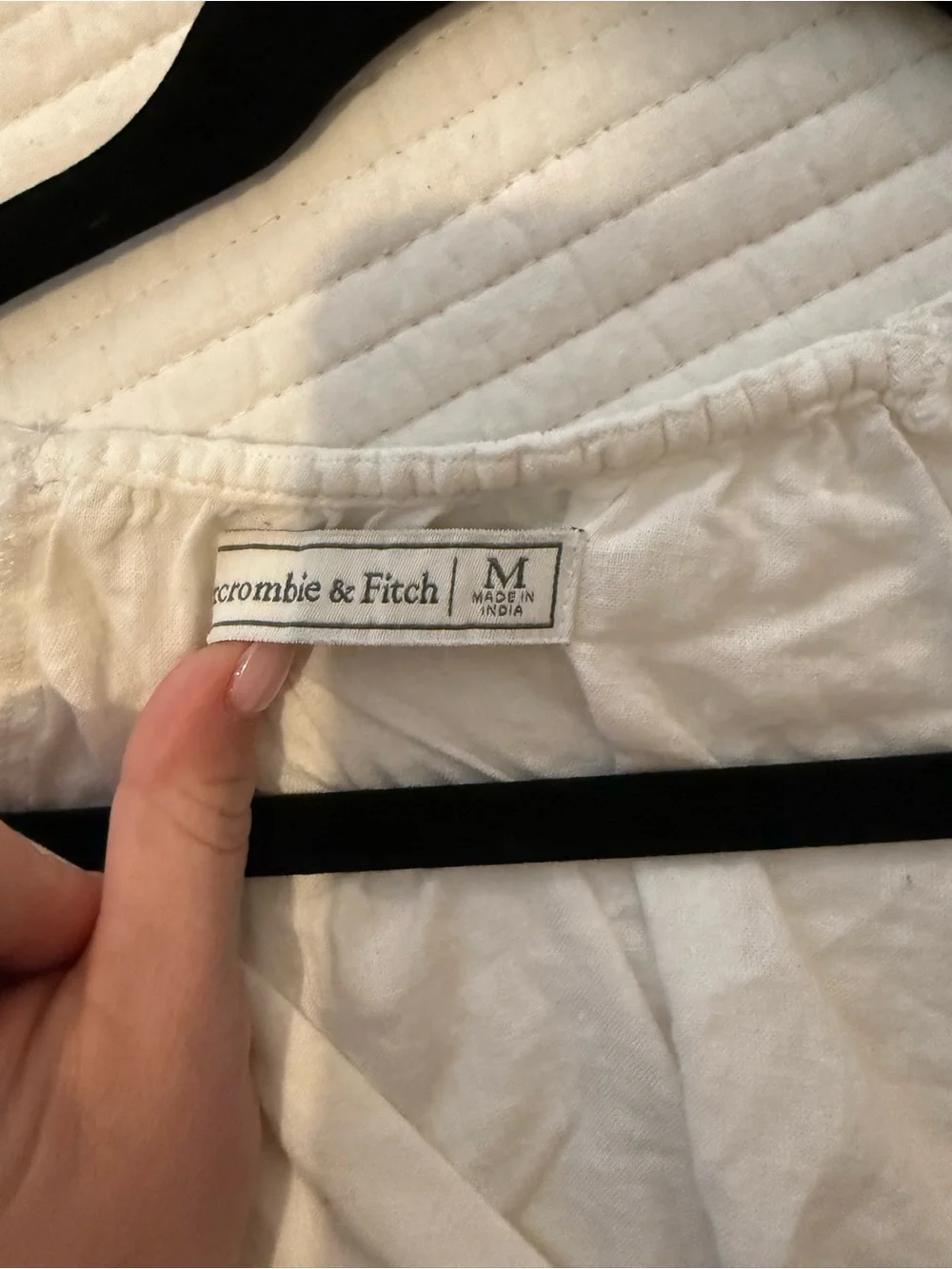 Abercrombie & Fitch White Tie-Front Puff Sleeve Crop Top